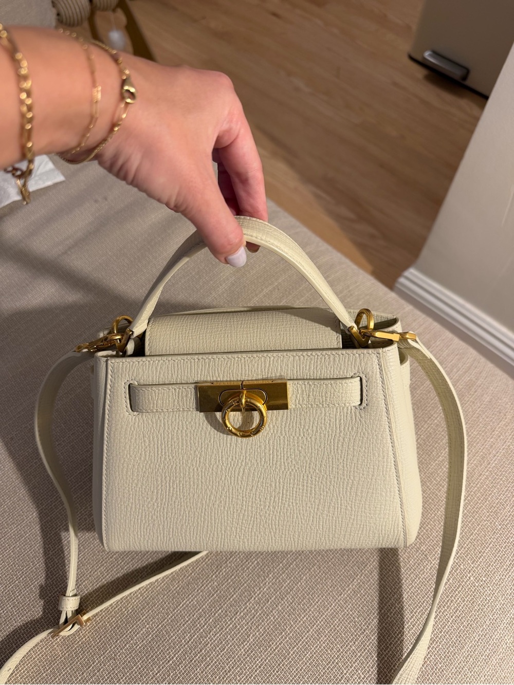 Parisa Wang Madison Micro Top Handle Bag in Cream